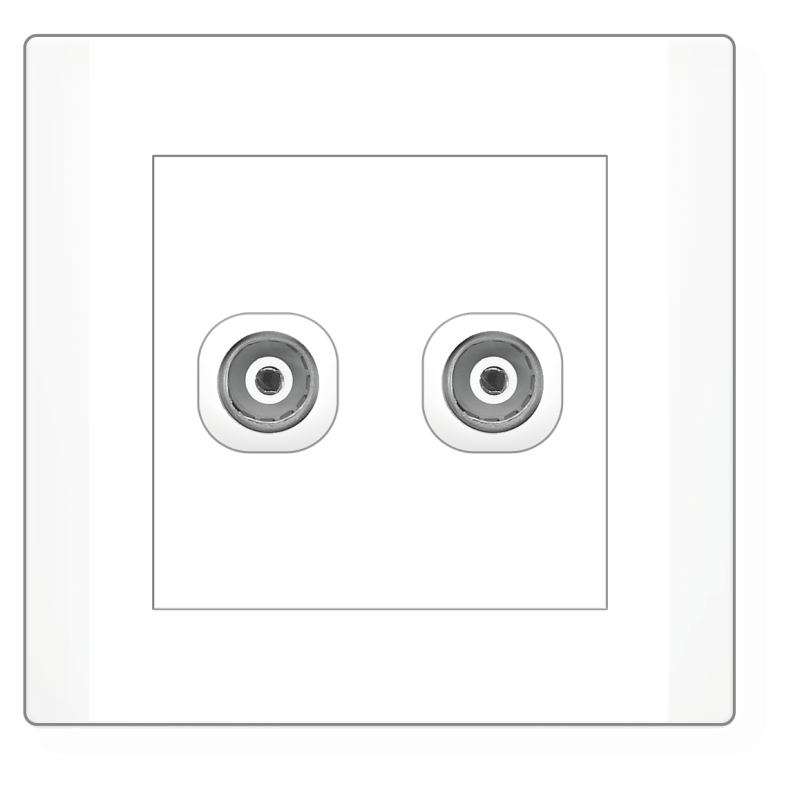 Violin 2 gang 75 Ohm Coaxial TV outlet